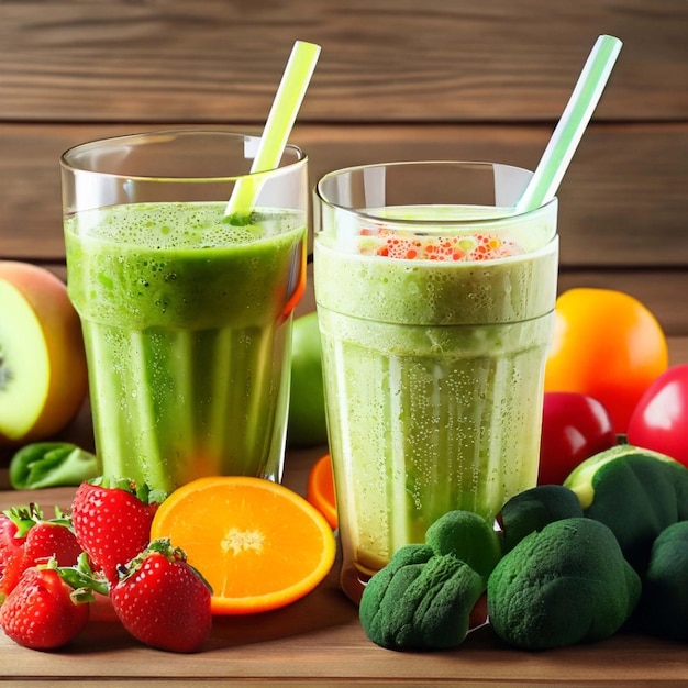 Tres frutas y verduras saludables bebidas de desintoxicación