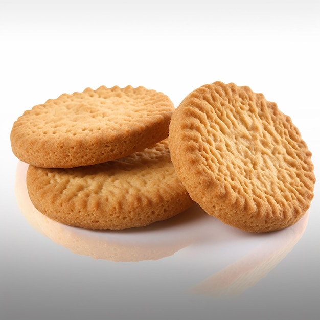 Tres galletas están apiladas una encima de la otra.