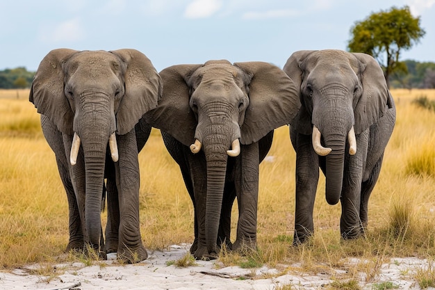 Tres grandes elefantes africanos