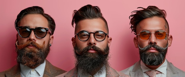 Três homens com barbas e óculos