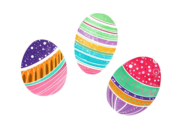 Tres huevos de Pascua ilustración aislado sobre fondo blanco.