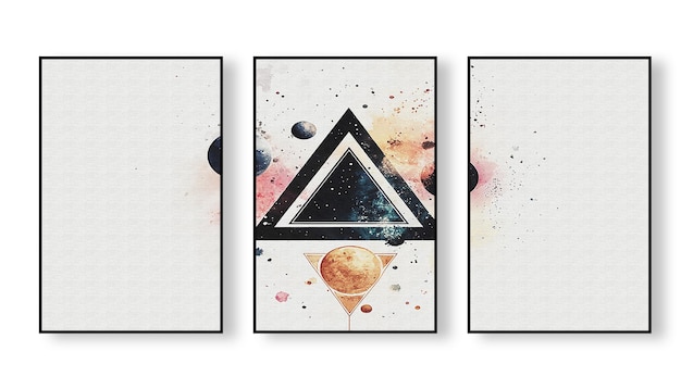 tres imágenes enmarcadas de un triángulo y un triangle