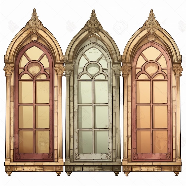 três janelas coloridas diferentes com um fundo branco generativo ai