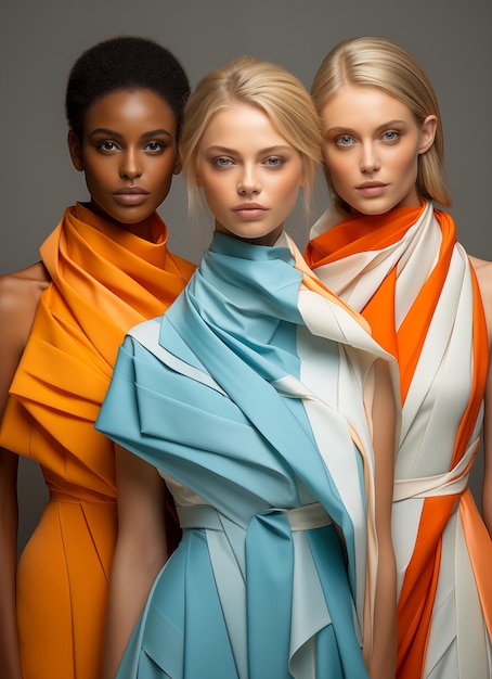 Tres jóvenes modelos femeninas