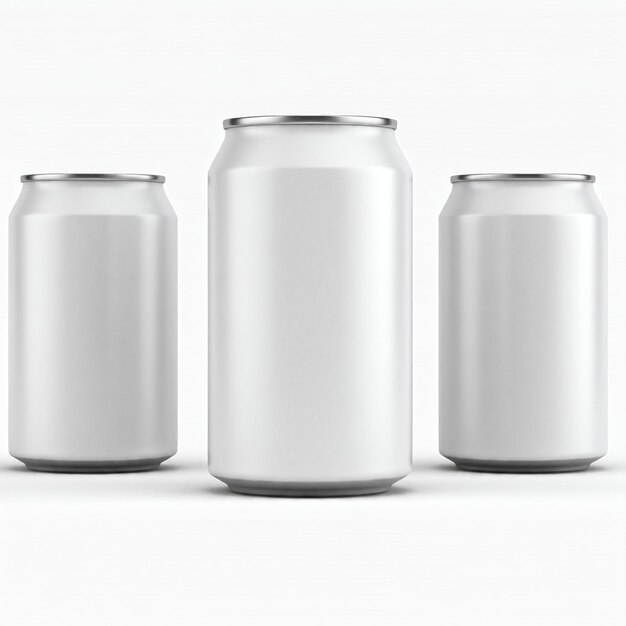 tres latas de hojalata de blanco y plata