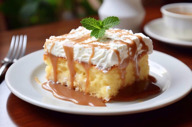 Tres leches Kuchen ist ein typisches lateinamerikanisches Dessert aus kondensierter Milch, verdampfter Milch und Milch.