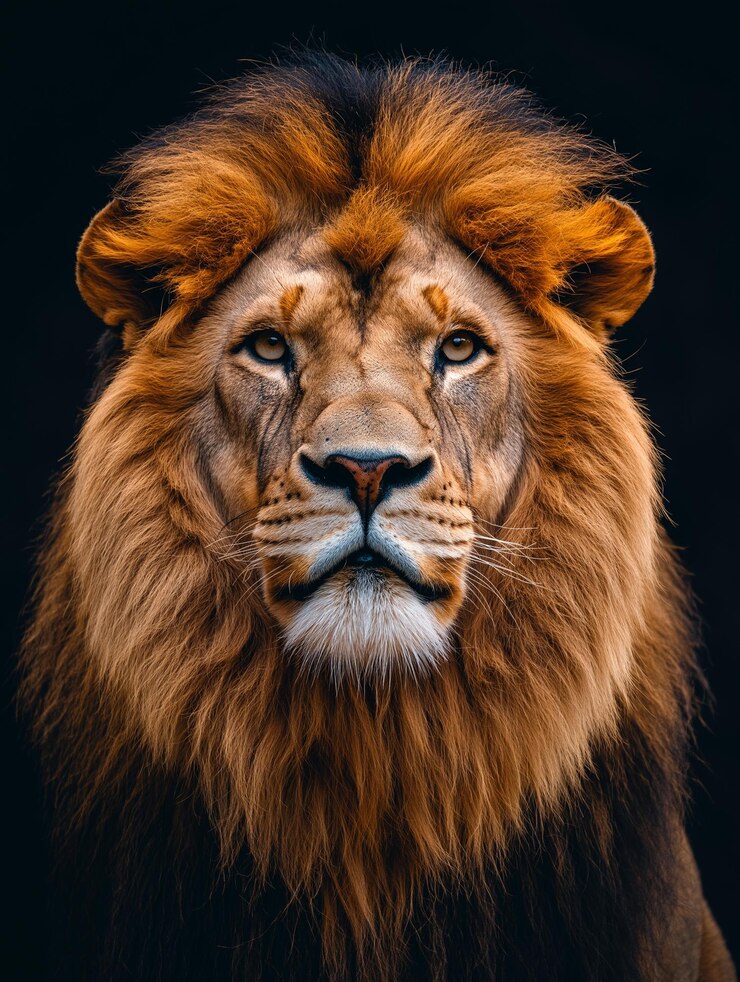 Foto três leões estão em uma rocha, um deles é um leão e o outro é um león.