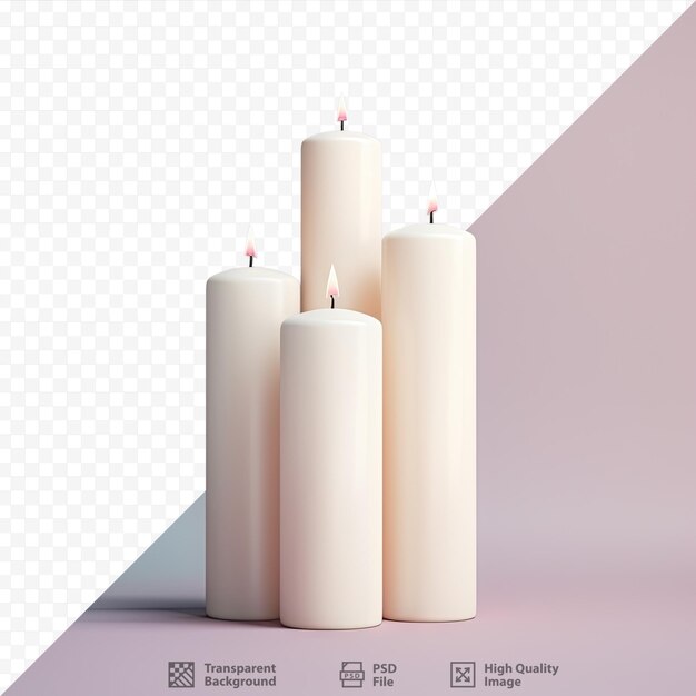 Foto três longas velas pálidas