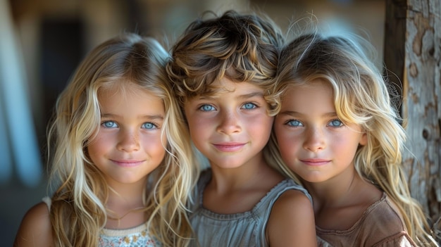 Três meninas de pé juntas