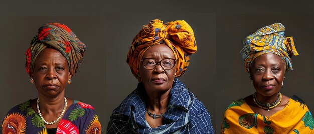 Tres mujeres con pañuelos y pañuelos