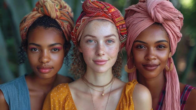 Foto tres mujeres de pie juntas