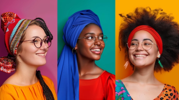 Foto tres mujeres de pie juntas