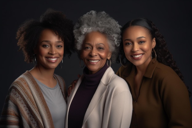 Tres mujeres posan para una foto con las palabras 'mujeres'