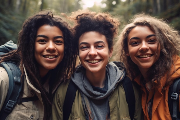Tres mujeres sonriendo para una foto