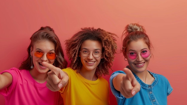 Foto tres niñas de pie juntas