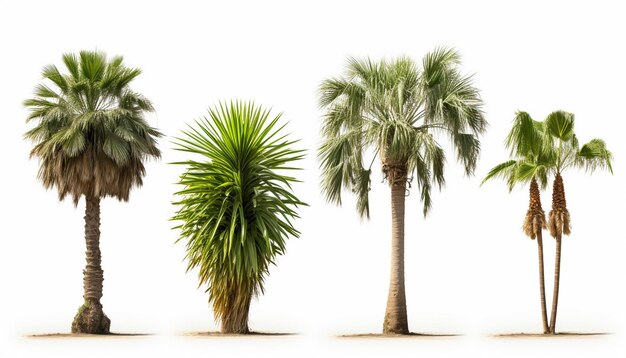 Foto tres palmeras con un fondo blanco