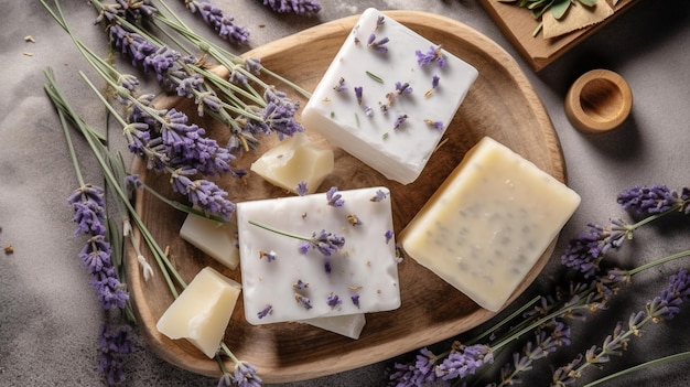 Tres pastillas de jabón natural lavanda artesanal