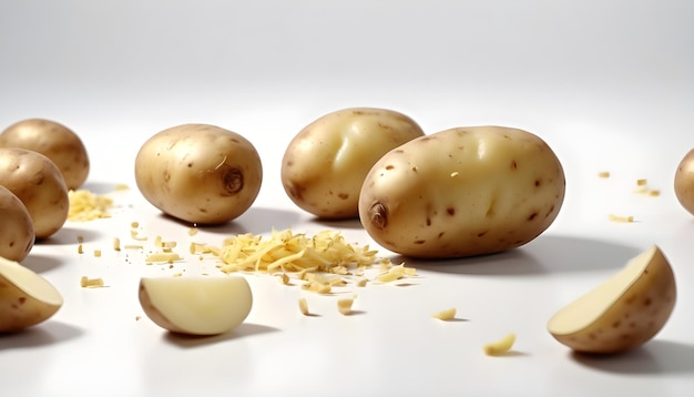 Foto tres patatas una de las cuales tiene la palabra patata en ella