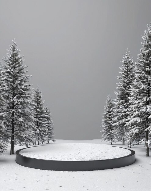 tres pequeños árboles en la nieve