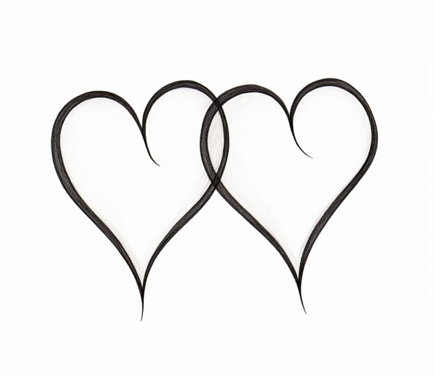 tres pinzas para el cabello en forma de corazón negro sobre un fondo blanco ai generativo