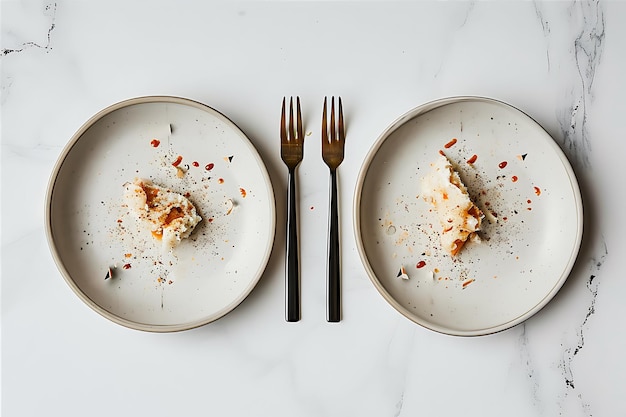 Tres platos de comida con dos tenedores