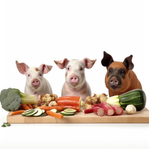 Três porquinhos e legumes