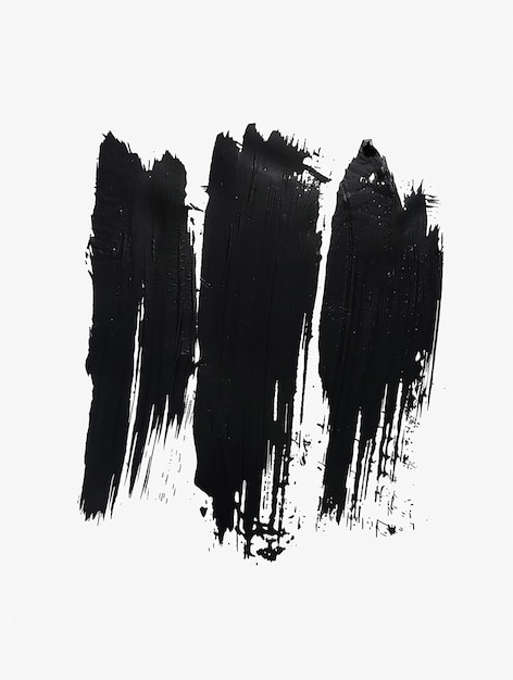 Tres rayas de pintura negra sobre un fondo blanco Concepto artístico abstracto minimalista
