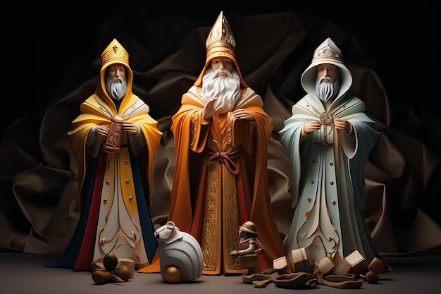 Tres reyes magos figura impresa en 3d Reyes magos Caspar Melchor y Baltasar IA generativa