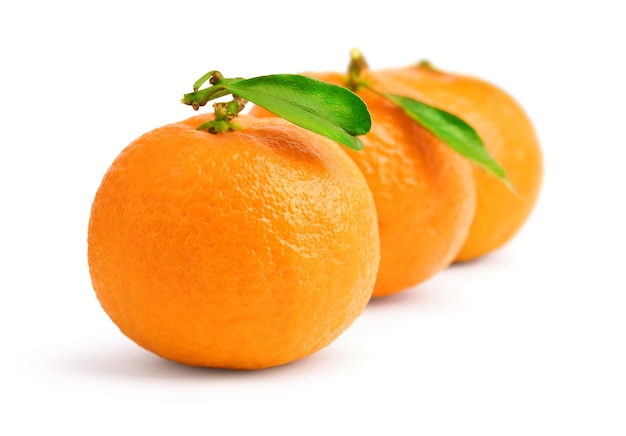 Três tangerinas isoladas
