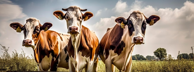 Três vacas em uma fazenda IA generativa