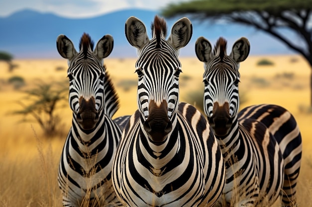 Três Zebras no Serengeti Uma IA Geradora de Imagens de Vida Selvagem Cativante