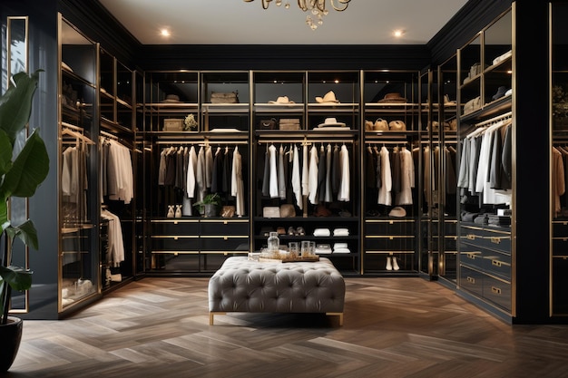 Treten Sie in die opulente Welt eines glamourösen, anspruchsvollen und luxuriösen Walk-in-Closets ein.