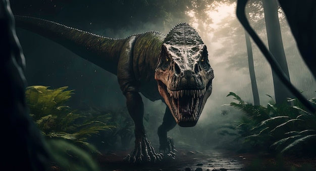 TRex na selva Angry Dinosaur Generative AI