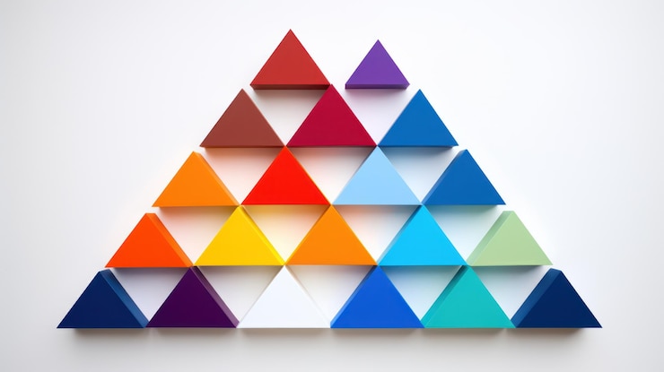Foto triangulares coloridos cortados en papel imagen limpia minimalista y excelente generada por ia