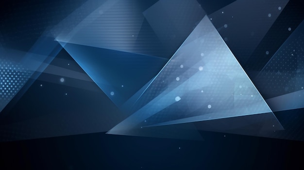 El triángulo azul da forma a la cuadrícula de mosaico geométrico poligonal abstracto y a la IA generativa de fondo de ondas