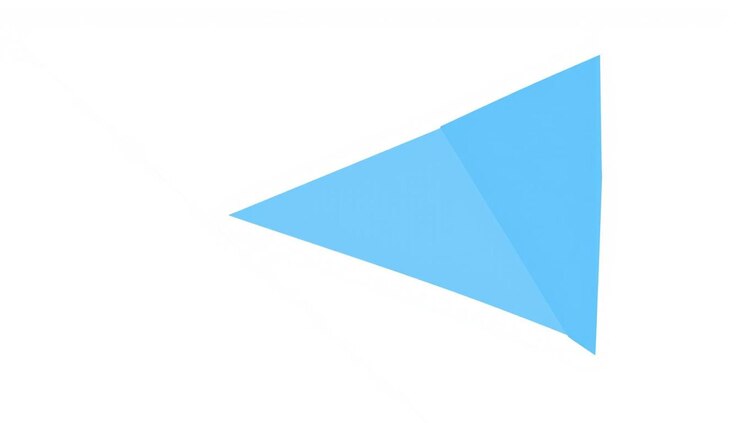Foto un triángulo azul con un fondo blanco que dice un en él