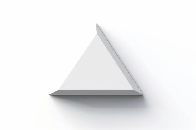 Triángulo blanco 3D aislado sobre fondo blanco Vista delantera