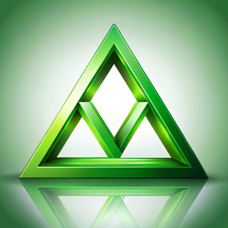 Foto triángulo conectado al infinito verde