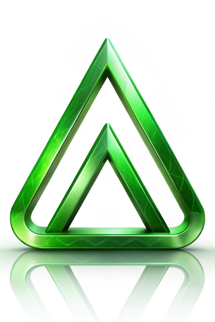 Foto triángulo conectado al infinito verde
