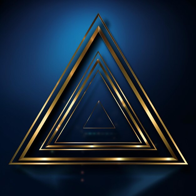 Triângulo de canto poligonal dourado azul