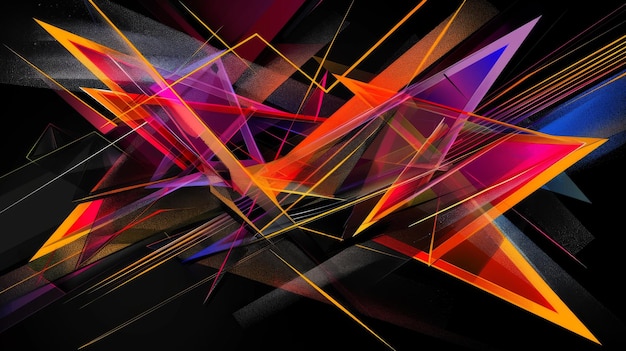 triángulo geométrico abstractamente colorido sobre un fondo negro
