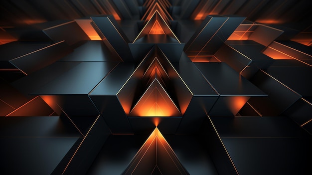 Foto triângulo geométrico abstrato laranja 3d