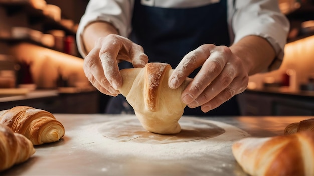 El triángulo de la masa para el croissant