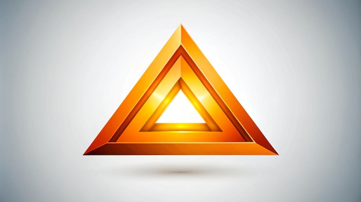 Foto triángulo naranja con un reflejo en un fondo blanco ilustración de arte vectorial