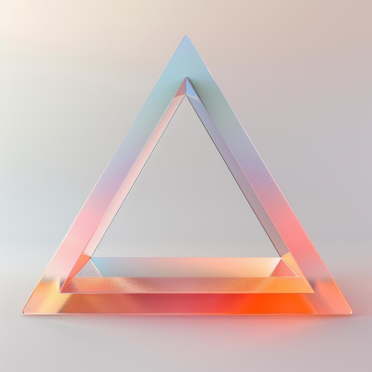 Foto un triángulo radiante de vidrio esmaltado que arroja colores suaves en la luz suave