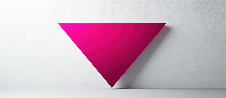 Foto un triángulo rosa está en un fondo blanco