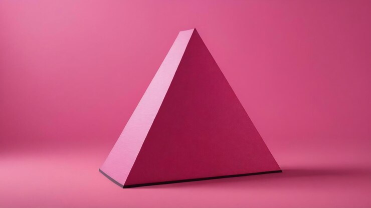 Foto un triángulo rosa está en el fondo rosa