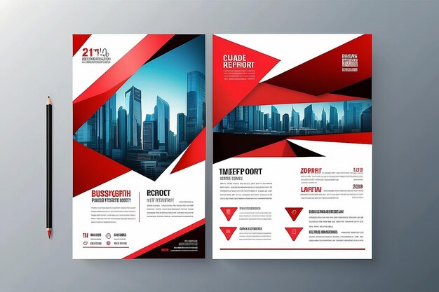 Triângulo vermelho relatório anual de negócios brochura modelo de design de folheto vetor apresentação de capa de folhete fundo geométrico abstrato
