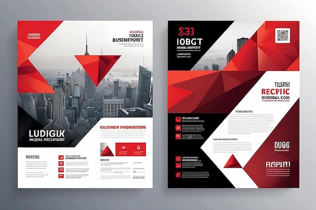 Foto triângulo vermelho relatório anual de negócios brochura modelo de design de folheto vetor apresentação de capa de folhete fundo geométrico abstrato