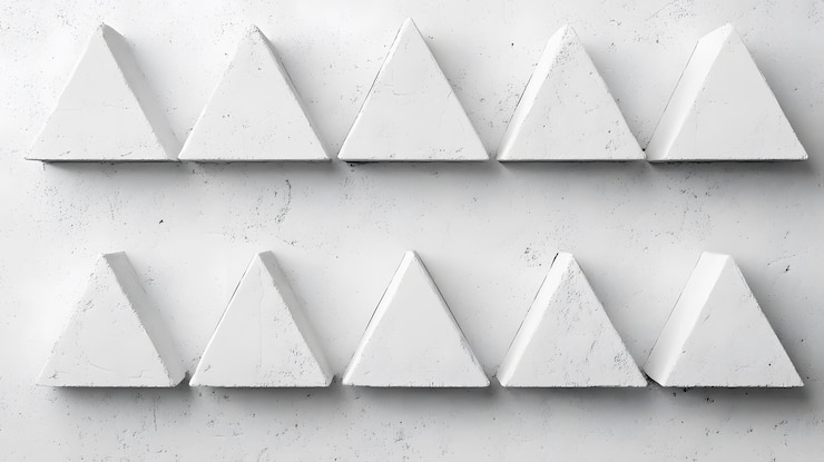 Foto triángulos formas 3d fondo blanco textura patrón papel tapiz portada y pantalla del teléfono inteligente